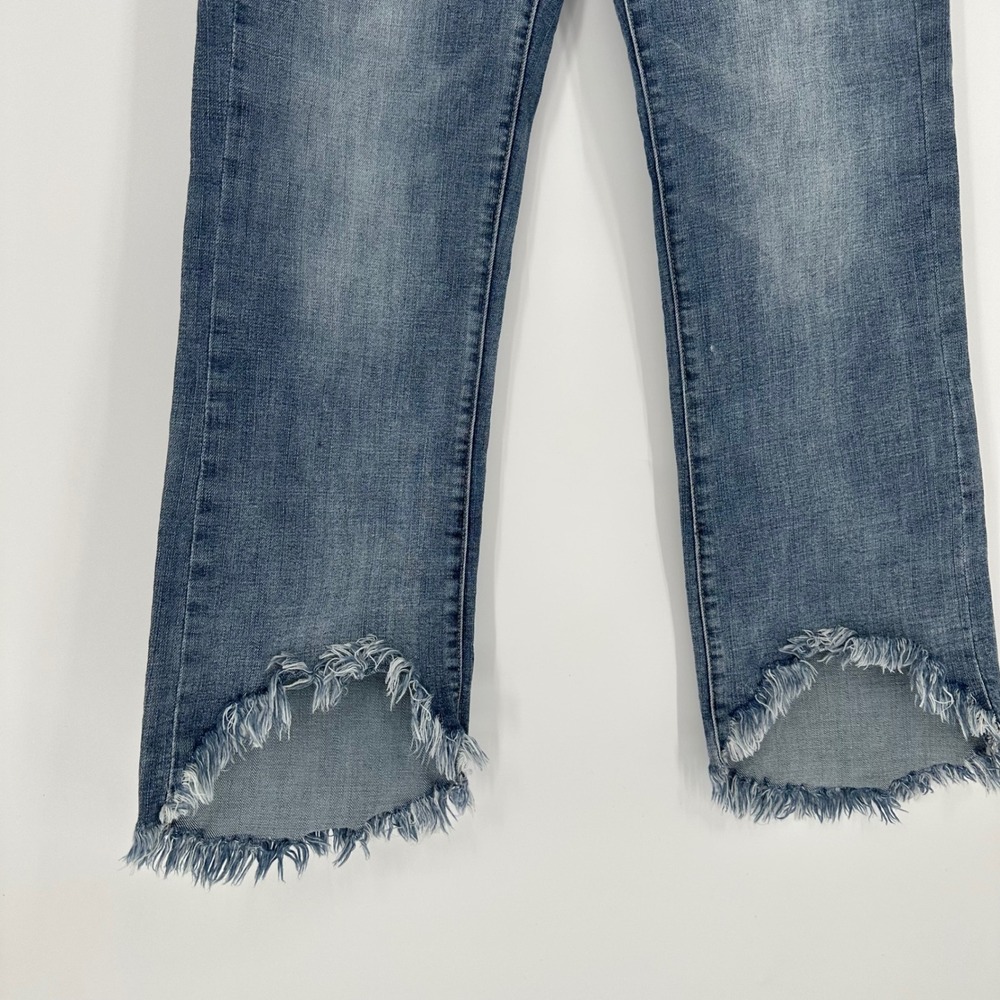 Liverpool The Crop Flare Hi Low 5 PKT Fray Hem 26" La Playa Stretchy Jeans 6 28 - Picture 5 of 10